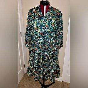 Karma East Tiered Midi Dress Forest Flower